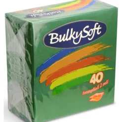 BULKYSOFT BOX TOVAGLIOLI 38x38 COLORE VERDE 2 VELI 40 PEZZI TRAMA IN TESSUTO