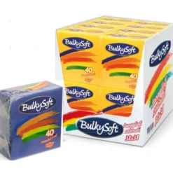 BULKYSOFT BOX TOVAGLIOLI 38x38 COLORE BLU 2 VELI 40 PZ TRAMA IN TESSUTO