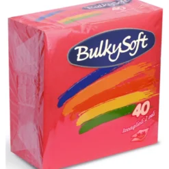 BULKYSOFT BOX TOVAGLIOLI 38x38 COLORE ROSSO 2 VELI 40 PEZZI TRAMA IN TESSUTO