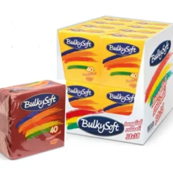 BULKYSOFT BOX TOVAGLIOLI 38x38 COLORE BORDEAUX 2 VELI 40 PZ TRAMA IN TESSUTO