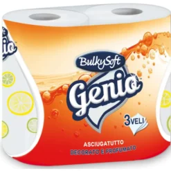 BULKYSOFT GENIO ASCIUGATUTTO 2 ROTOLI 3 VELI DECORATO e PROFUMATO 75 STRAPPI