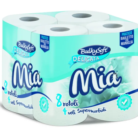BULKYSOFT IGIENICA MIA DELICATA 4 VELI 8 ROTOLI 180 STRAPPI