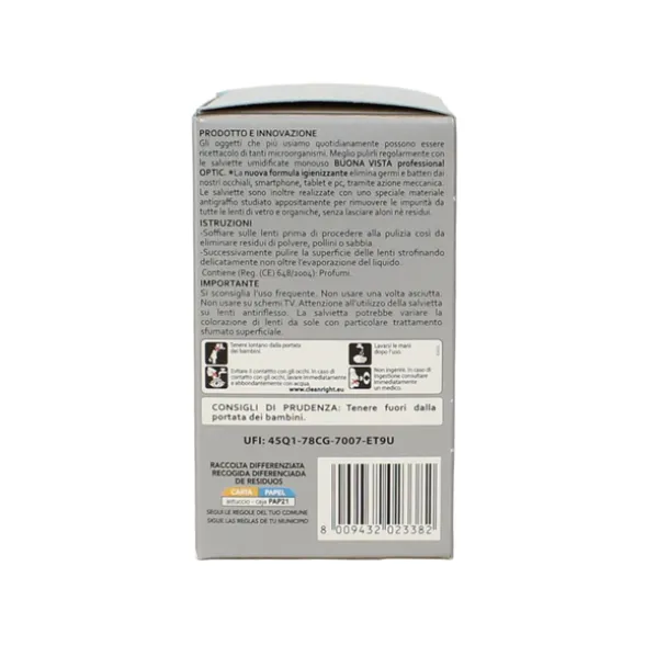 BUONA VISTA 54 SALVIETTE ANTIGRAFFIO FORMULA IGIENIZZANTE PER OCCHIALI- SMARTPHONE - TABLET - PC