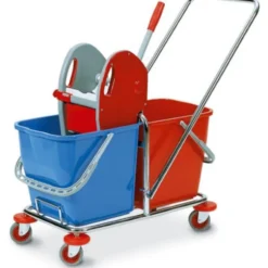 CARRELLO PULIZIE INDUSTRIALE 2 SECCHI 25 LT + STRIZZATORE LA PIACENTINA
