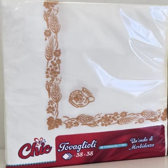 CHIC TOVAGLIOLI 38x38 2 VELI OVATTA DI CELLULOSA DECORO ROMAGNOLO RUGGINE 40 PEZZI