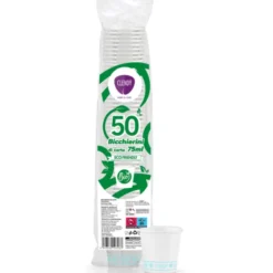 CLENDY HOME&CARE BICCHIERINO DI CARTA BIO BIANCO 75 ML 50 PEZZI