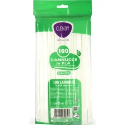 CLENDY HOME&CARE CANNUCCE DI PLASTICA BIANCHE CON SNODO IMBUSTATE SINGOLARMENTE BUSTA 100 PEZZI