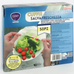 CLENDY HOME&CARE CUFFIE COPRI ALIMENTI SALVAFRESCHEZZA ESTENDIBILI DA 10 A 42 CM. 50 PEZZI