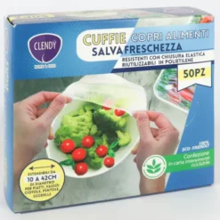 CLENDY HOME&CARE CUFFIE COPRI ALIMENTI SALVAFRESCHEZZA ESTENDIBILI DA 10 A 42 CM. 50 PEZZI