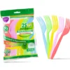CLENDY HOME&CARE FORCHETTE DI PLASTICA RIUTILIZZABILI SET ARCOBALENO BUSTA 25PEZZI