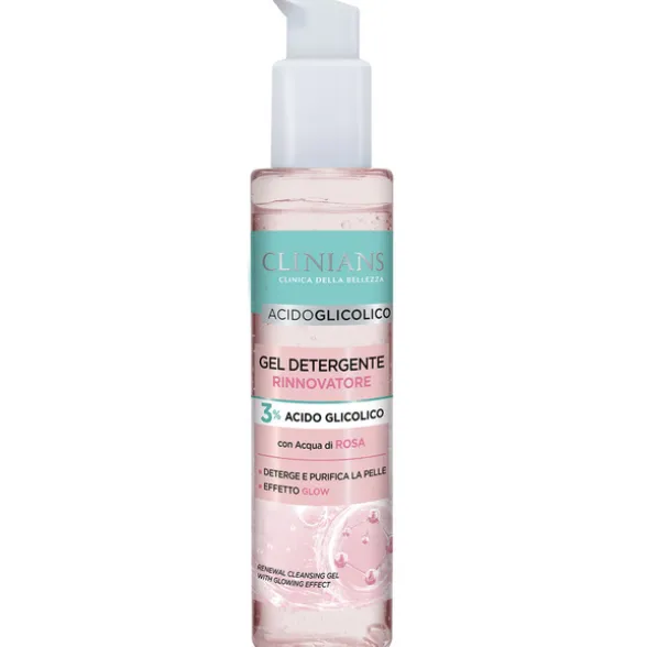 CLINIANS ACIDO GLICOLICO GEL DETERGENTE RINNOVATORE VISO CON ACQUA DI ROSA 150 ML
