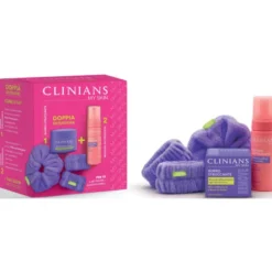 CLINIANS COFANETTO MY SKIN DOPPIA DETERSIONE; BURRO STRUCCANTE 80 ML + MOUSSE DETERGENTE 150 ML + SET POLSINI ed ELASTICO CAPELLI