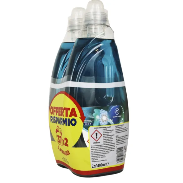 COCCOLINO WONDER WASH ULTRA CLEAN DETERSIVO BUCATO LAVATRICE 2 PEZZI DA 37 LAVAGGI DA 1480 ML