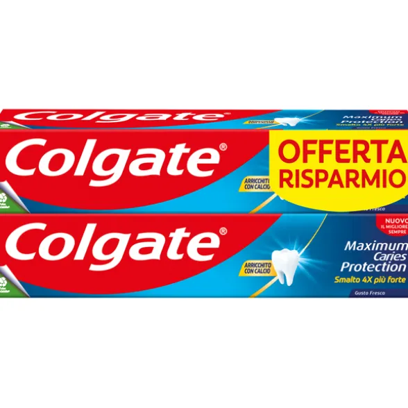 COLGATE DENTIFRICIO MAXIMUM CARIES PROTECTION BIPACCO 2 PEZZI DA 75 ML
