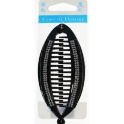 COSE DI DONNA FERMAGLIO A BANANA NERO CON STRASS PER CAPELLI