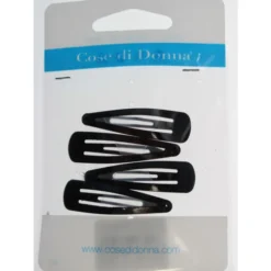 COSE DI DONNA FERMAGLIO CLICK CLACK NERO PER CAPELLLI 4 PEZZI