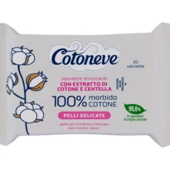 COTONEVE SALVIETTE STRUCCANTI CON ESTRATTO DI COTONE E CENTELLA PER PELLI DELICATE 20 PEZZI