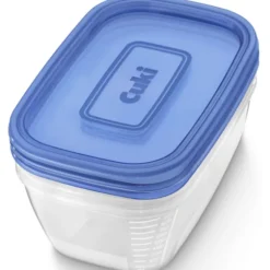 CUKI CONTENITORI ERMETICI RETTANGOLARI CON COPERCHI 1000 ML RIUTILIZZABILI IN FRIGO, FREEZER E FORNO MICROONDE 3 PEZZI