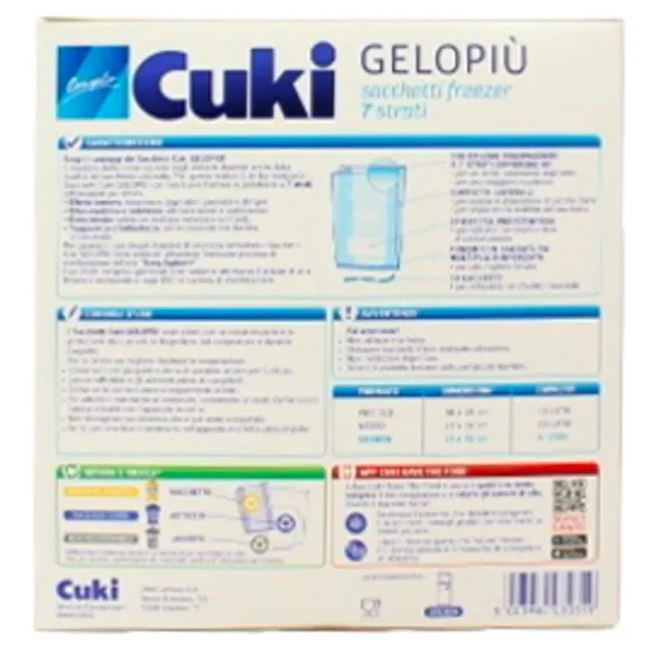CUKI GELOPIÙ MAXI SCORTA SACCHETTI FREEZER CONFEZIONE FORMATO GRANDE - 30 SACCHETTI - LT 6.0 - CM 29X42