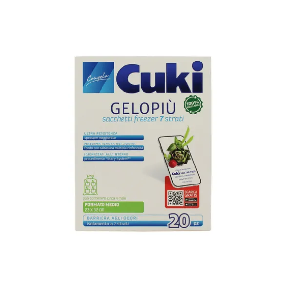 CUKI GELOPIÙ SACCHETTI FREEZER - FORMATO MEDIO - 20 SACCHETTI - LT 2.5 - CM 23X32