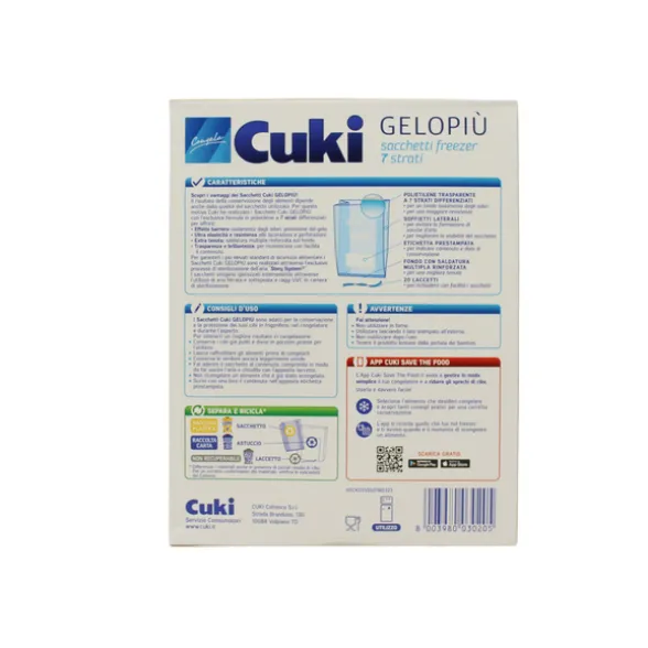 CUKI GELOPIÙ SACCHETTI FREEZER - FORMATO MEDIO - 20 SACCHETTI - LT 2.5 - CM 23X32