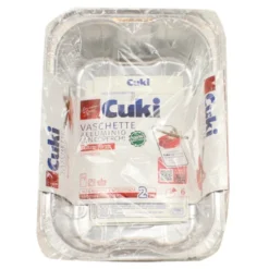 CUKI VASCHETTA ALLUMINIO CON COPERCHIO (R99L) 6 PORZIONI - 2 PEZZI - LT 1,8
