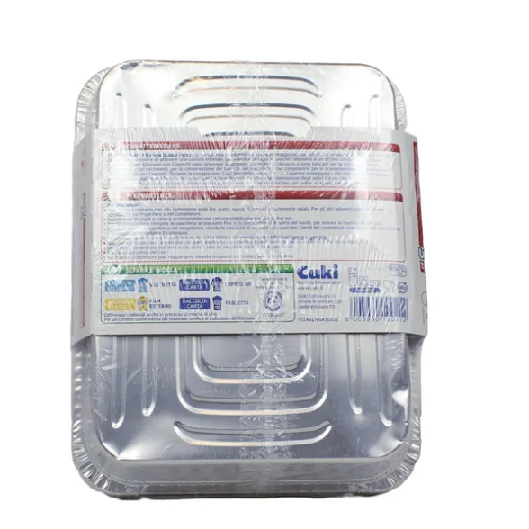 CUKI VASCHETTE ALLUMINIO CON COPERCHI (R75) PER 4 PORZIONI - 4 PEZZI - LT 1,1 (CM 22.3X17.3X3.5)