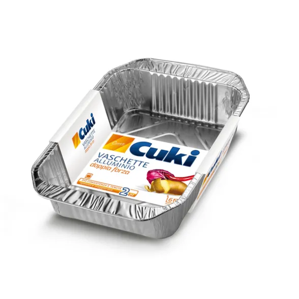 CUKI VASCHETTE ALLUMINIO (R181G) - PER 6 PORZIONI CON MANICI - 2 PEZZI - LT 0,8 (CM 23.8X10X5)