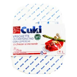 CUKI VASCHETTE IN CARTONCINO CON COPERCHIO 1 PORZIONE 4 PEZZI PER MICROONDE