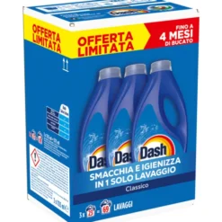 DASH DETERSIVO LIQUIDO BUCATO LAVATRICE CLASSIVO 3 PEZZI DA 23 LAVAGGI
