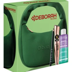DEBORAH CONFEZIONE BORSA O'BAG COLORE VERDE SIZE 20x20 + MASCARA INSTANT CERAMIDI + MATITA OCCHI 24 ORE N.251 NERO + STRUCCANTE BIFASICO DERMOLAB 50 ML