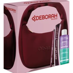 DEBORAH CONFEZIONE BORSA O'BAG COLOR BURGUNDY SIZE 20x20 + MASCARA VOLUME&LIFT BURGUNDY + MATITA 2in1 GEL 04 BURGUNDY GLITTER + STRUCCANTE BIFASICO DERMOLAB 50 ML