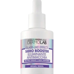 DERMOLAB VISO GLASS LIKE EFFECT STEP 2; SIERO BOOSTER ILLUMINANTE ANTIMACCHIA TEXTURE IN GEL ULTRA LEGGERA A RAPIDO ASSORBIMENTO PER PELLI SPENTE NON UNIFORMI; ETÀ 20, 30, 40; 30 ML