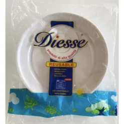 DIESSE 24 PIATTI PIANI REUSABLE DM 21,5 CM EXTRA FORTI RESISTENTI LAVABILI RICICLABILI USO LAVASTOVIGLIE