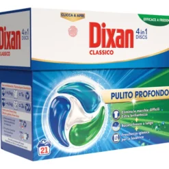 DIXAN DISCS DETERSIVO BUCATO LAVATRICE 4in1 CLASSICO 21 LAVAGGI PAPERBOX