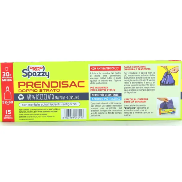 DOMOPAK SPAZZY PRENDISAC 52x60 CON MANIGLIE ROTOLO 15 PEZZI