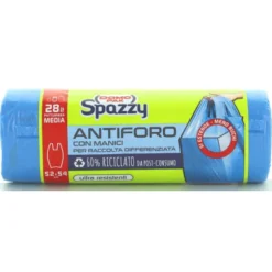 DOMOPAK SPAZZY - SACCHI NETTEZZA ANTIFORO CON MANICI - 20 SACCHI CASALINGHI BLU PER PATTUMIERA MEDIA 28LT - CM 52X54