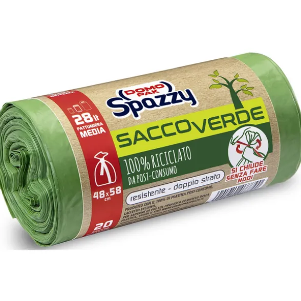 DOMOPAK SPAZZY SACCO VERDE PATTUMIERA 48x58 CM 28 LT 20 PZ