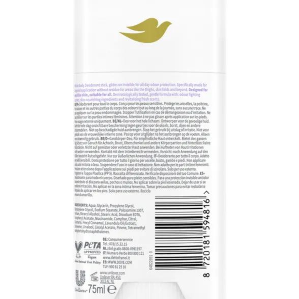 DOVE DEODORANTE STICK BODY LAVENDER & CAMOMILE SCENT 75 ML