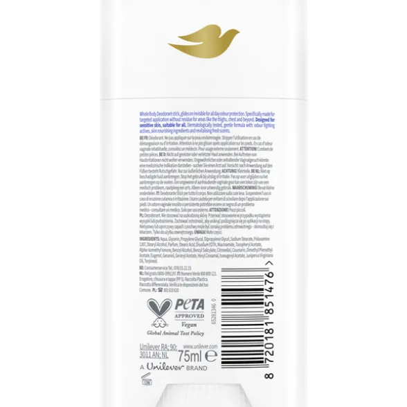 DOVE DEODORANTE WHOLE BODY ORIGINAL STICK 75 ML