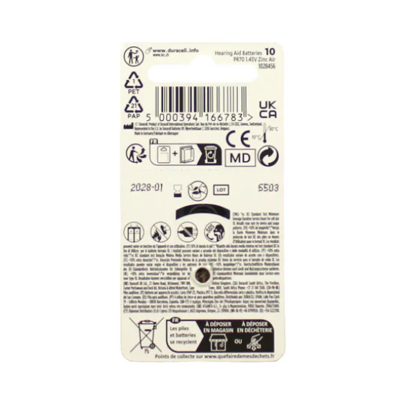 DURACELL BATTERIA PER APPARECCHI ACUSTICI 1,45V 6 PZ CODE 10 PR70