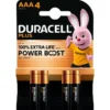 DURACELL PLUS 100 AAA4 MN2400 BATTERIA MINISTILO ALKALINE 1,5 V BLISTER 4 PZ.