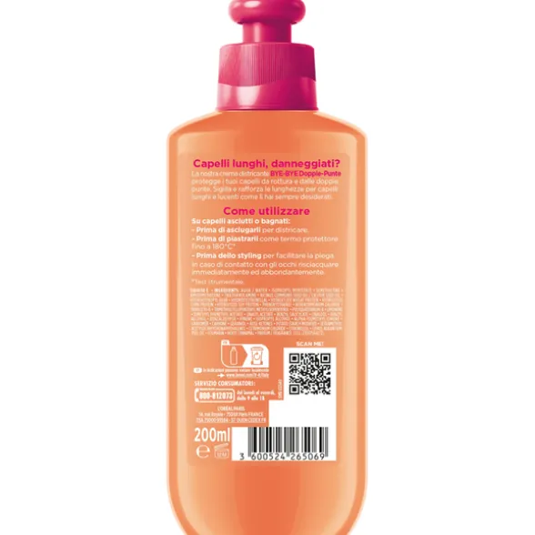 ELVIVE DREAM LONG CREMA DISTRICANTE SENZA RISCIACQUIO BYE BYE DOPPIE PUNTE CAPELLI LUNGHI E DANNEGGIATI 200 ML