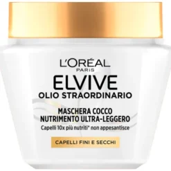 ELVIVE OLIO STRAORDINARIO MASCHERA COCCO NUTRIMENTO ULTRA LEGGERO CAPELLI FINI E SECCHI 300 ML