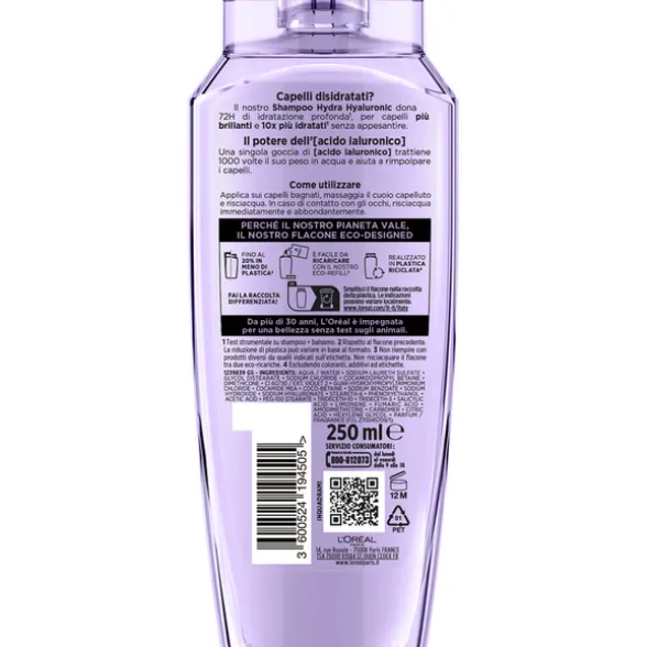 ELVIVE SHAMPOO HYDRA HYALURONIC IDRATAZIONE PROFONDA CAPELLI DISIDRATATI 250 ML
