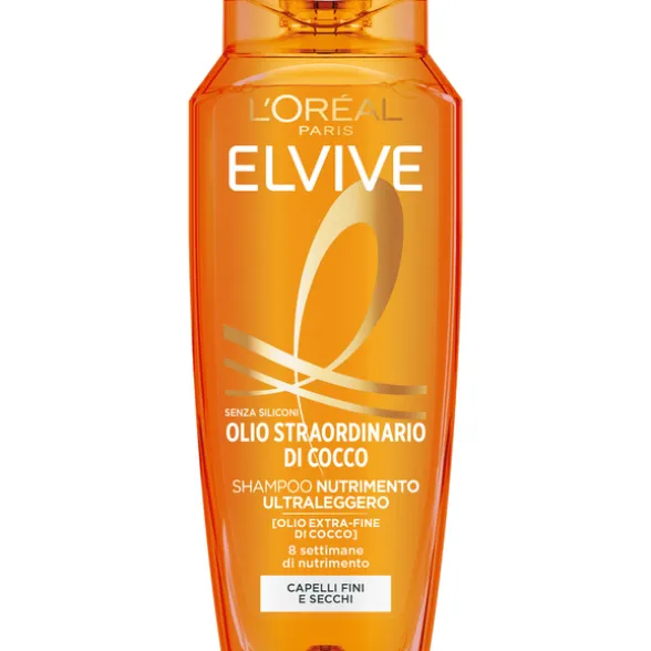 ELVIVE SHAMPOO OLIO STRAORDINARIO DI COCCO NUTRIMENTO ULTRA LEGGERO CAPELLI FINI E SECCHI 250 ML