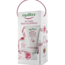 EQUILIBRA COFANETTO KIT MANI ROSA IALURONICA: CREMA MANI LEVIGANTE PROTETTIVA 75 ML + SAPONE 100% VEGETALE 100 grammi