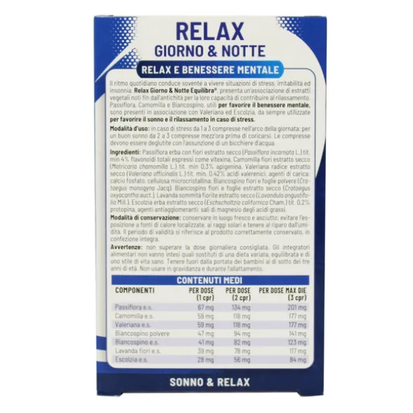 EQUILIBRA RELAX GIORNO e NOTTE 50 COMPRESSE INTEGRATORE ALIMENTARE