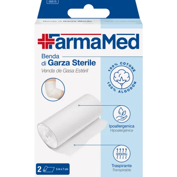 FARMAMED BENDA DI GARZA STERILE M 5 x 7 CM 2 PEZZI