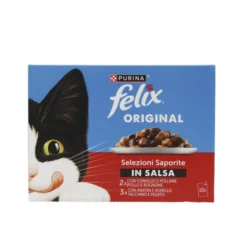 FELIX ORIGINAL 10 BUSTE DA 85 GR. IN SALSA 2 CONIGLIO E POLLAME, 2 POLLO E ROGNONE, 3 ANATRA E AGNELLO, 3 TACCHINO E FEGATO